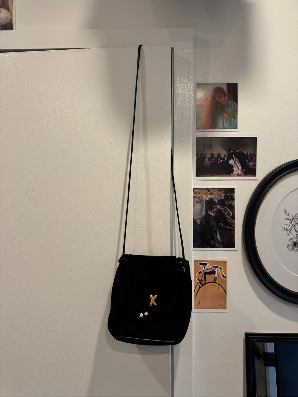 Paloma Picasso Black Suede Crossbody with Gold 'X' Accent